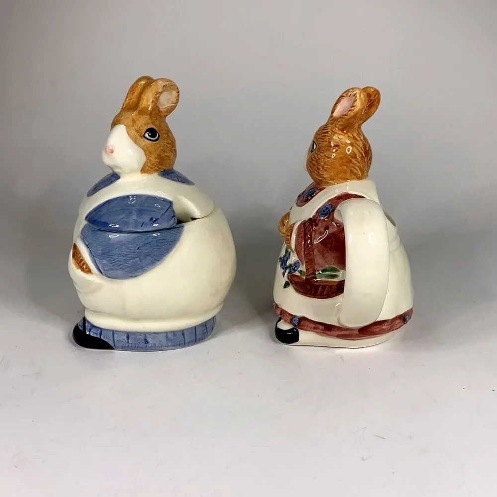 Otagiri EK Brown Bunny Rabbit Sugar Creamer Hand Painted Japan Vintage Easter